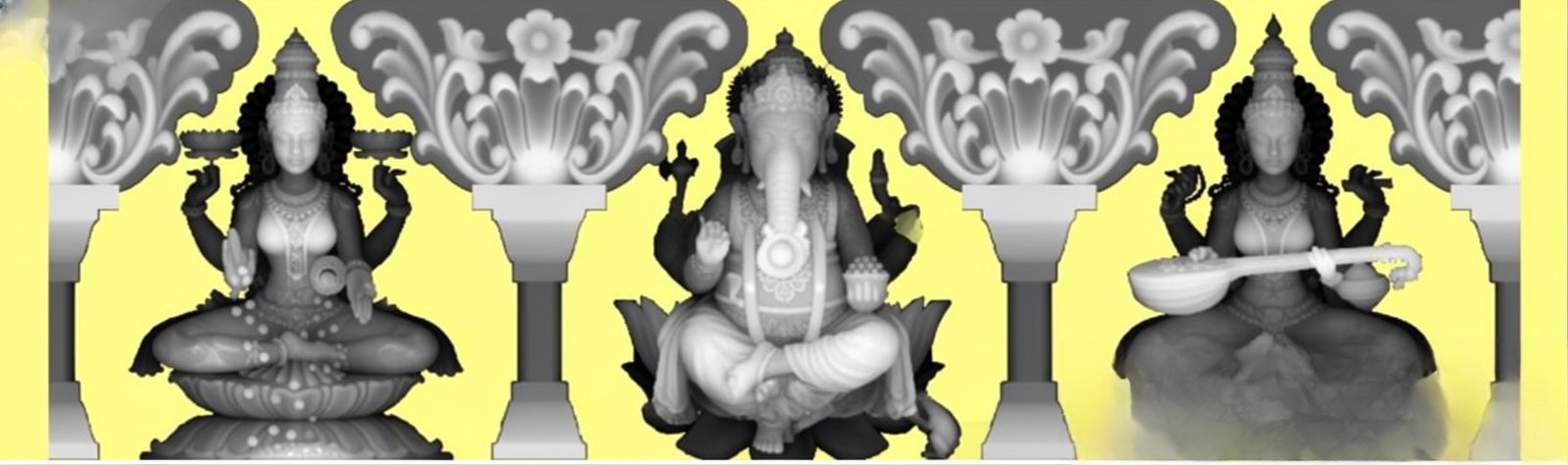 Mix - MIX-115 Divine Trinity Ganesha, Lakshmi, and Saraswati Temple Relief 3D Model